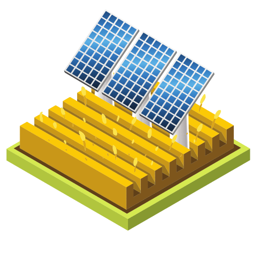 Illustration of solar panels in a field