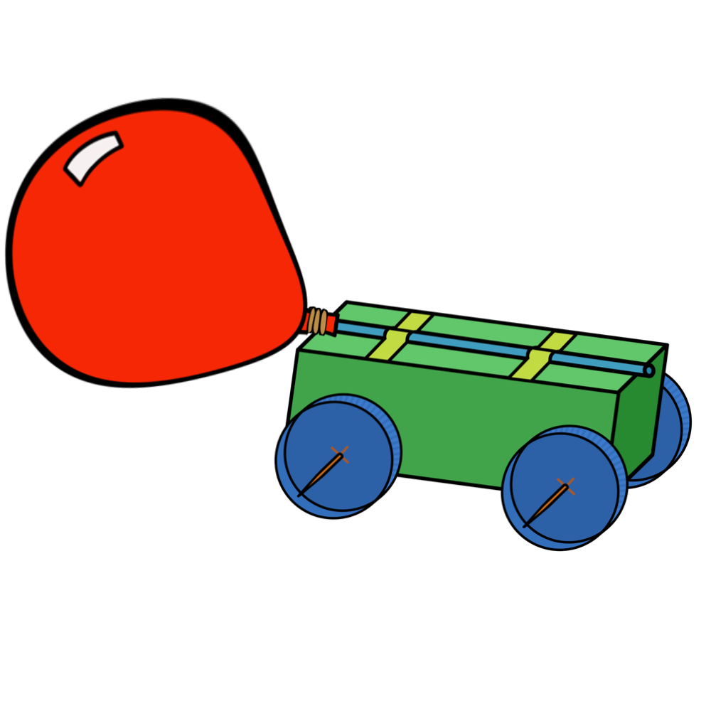 Illustration of a balloon car with an inflated balloon