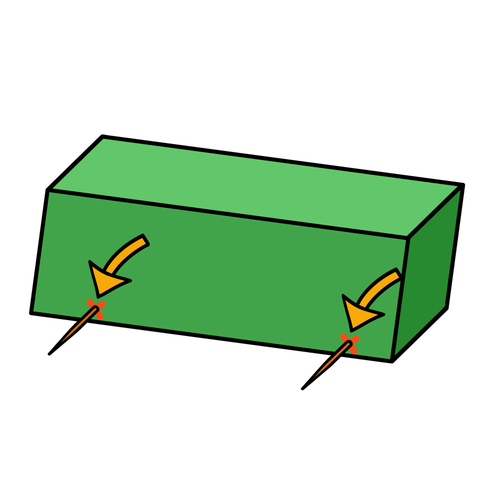 Illustration of toothpicks through a juice carton
